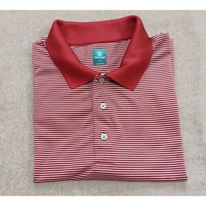 Pro‎ Tour Mens XL Golf Polo Shirt Red White Striped Short Sleeve Performance